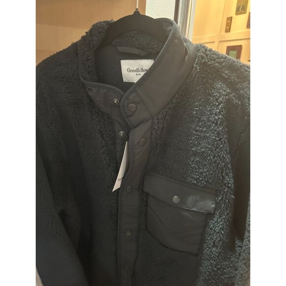 NWT Men's L High Pile Fleece Faux Fur Jacket - Goodfellow & Co™ Dark Gray - Picture 3 of 3
